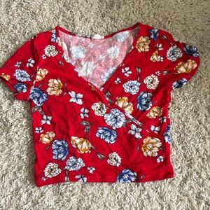 Floral Crop V Neck